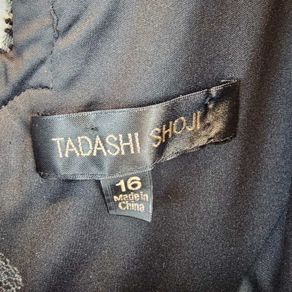 Tadashi Shoji Black Lace Overlay Cocktail Dress 16 Elegant Romantic Sheath - Picture 13 of 14